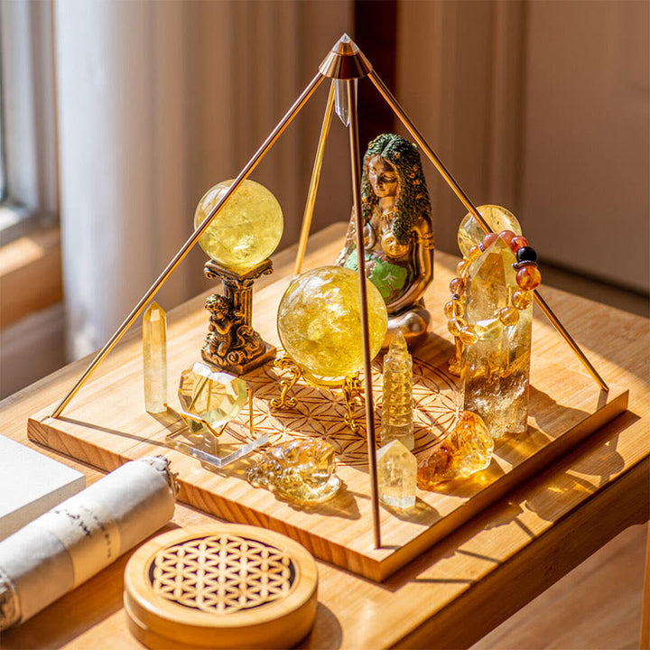 Olivenorma La ricchezza personalizzata sta fluendo Citrine Pyramid Crystal Array