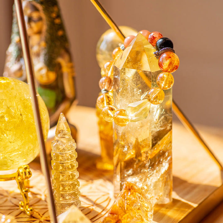 Olivenorma La ricchezza personalizzata sta fluendo Citrine Pyramid Crystal Array