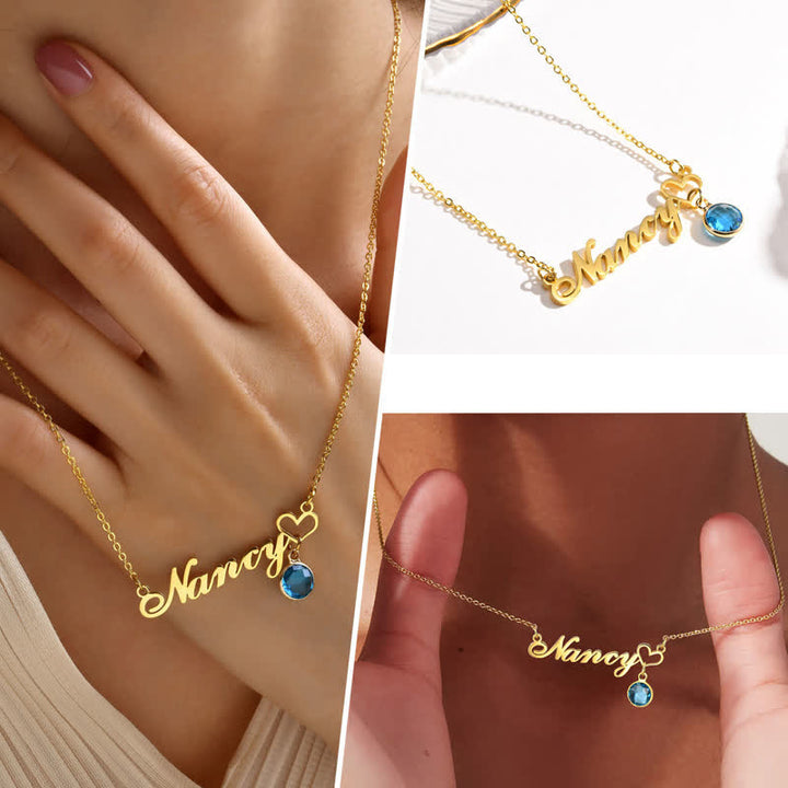 Olivenorma Collana con ciondolo con pietra portafortuna personalizzata con nome da donna