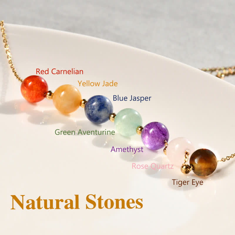 Olivenorma Collana di perline fatte a mano in pietra naturale di 7 colori
