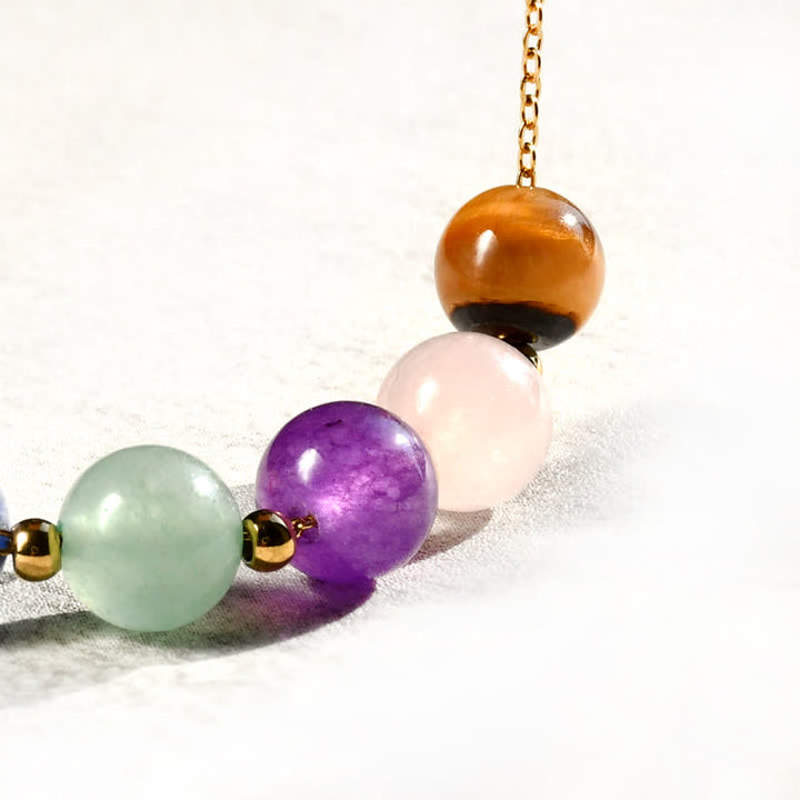 Olivenorma Collana di perline fatte a mano in pietra naturale di 7 colori