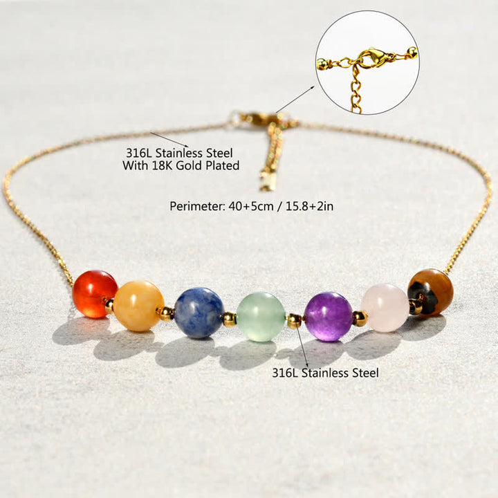 Olivenorma Collana di perline fatte a mano in pietra naturale di 7 colori