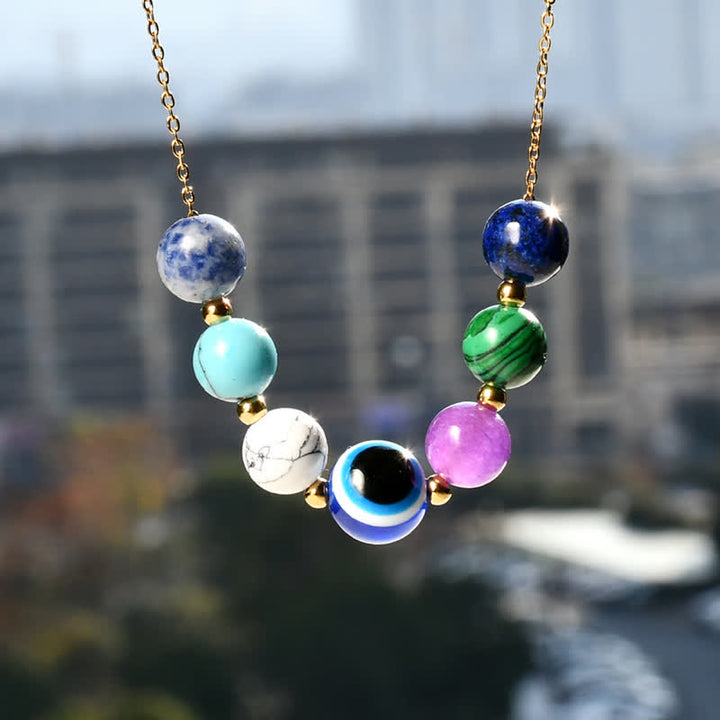 Collana di perline di pietra naturale Olivenorma realizzata a mano con perline anti-malocchio