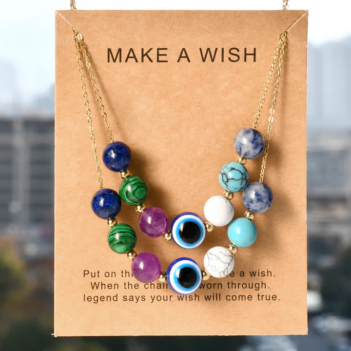 Collana di perline di pietra naturale Olivenorma realizzata a mano con perline anti-malocchio