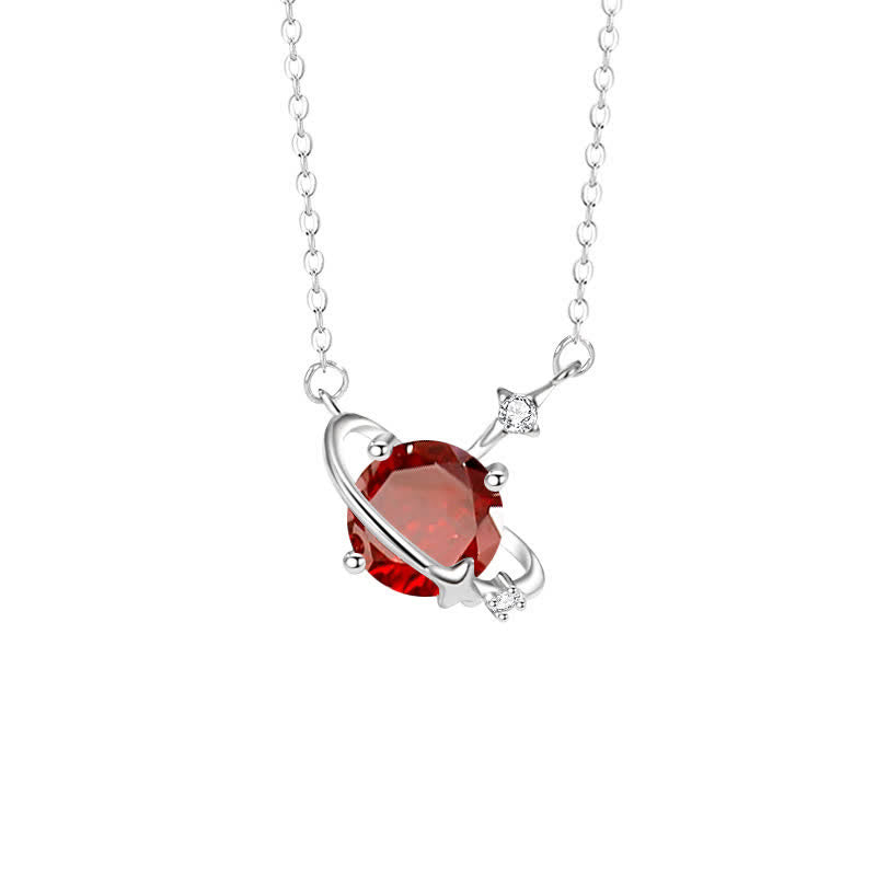 Collana in argento sterling con ciondolo pianeta in zircone colorato Olivenorma