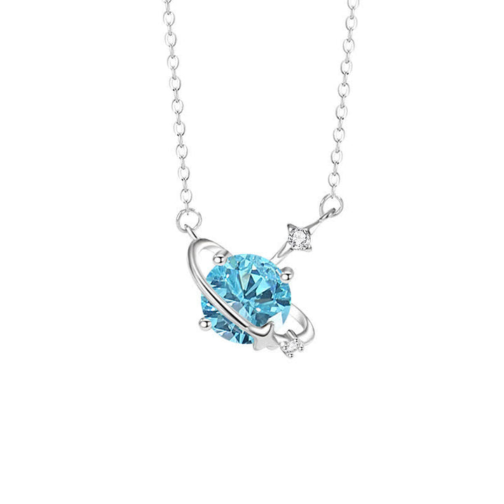 Collana in argento sterling con ciondolo pianeta in zircone colorato Olivenorma