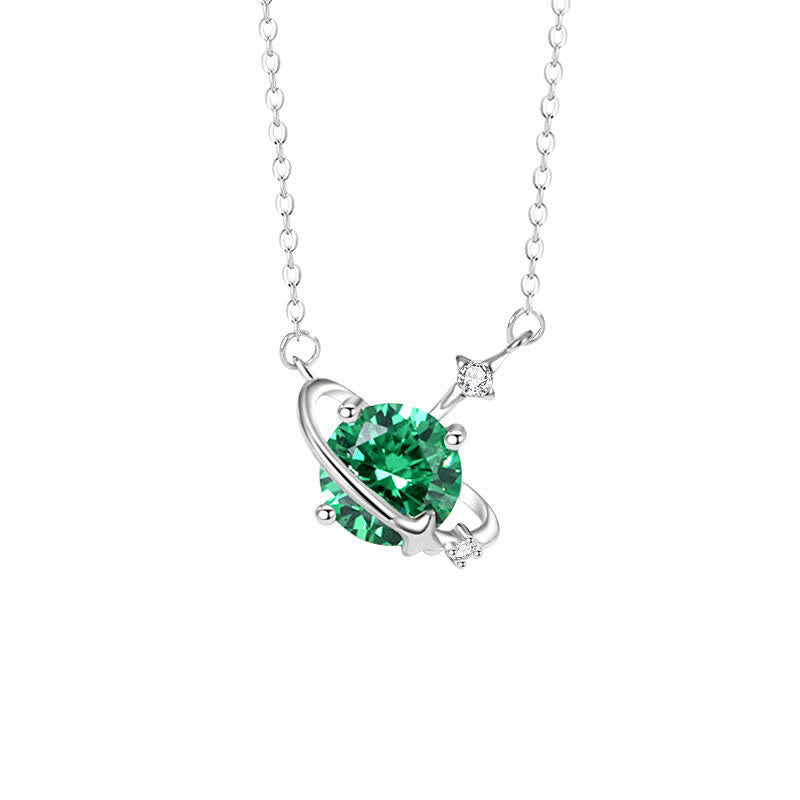 Collana in argento sterling con ciondolo pianeta in zircone colorato Olivenorma