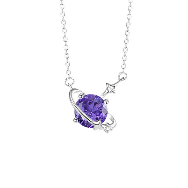 Collana in argento sterling con ciondolo pianeta in zircone colorato Olivenorma