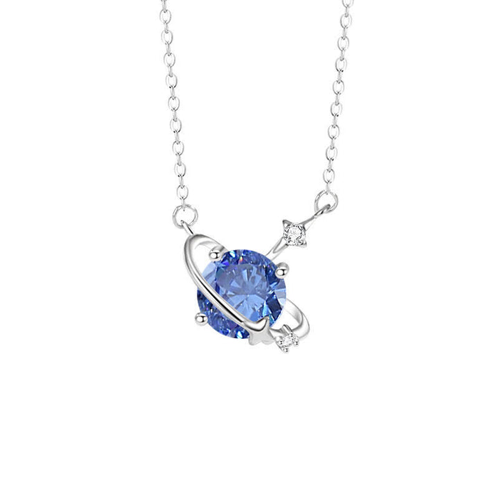 Collana in argento sterling con ciondolo pianeta in zircone colorato Olivenorma