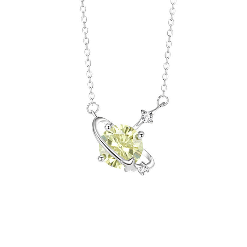 Collana in argento sterling con ciondolo pianeta in zircone colorato Olivenorma