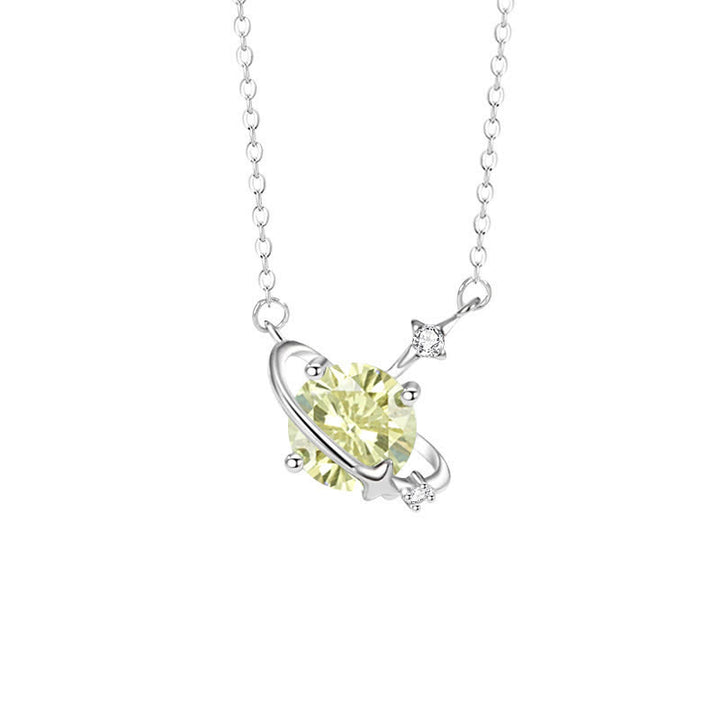 Collana in argento sterling con ciondolo pianeta in zircone colorato Olivenorma