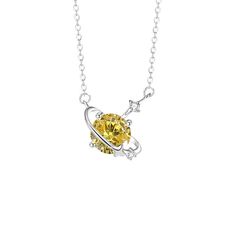 Collana in argento sterling con ciondolo pianeta in zircone colorato Olivenorma