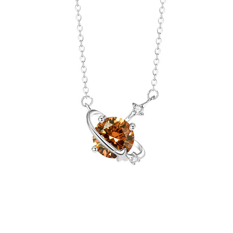 Collana in argento sterling con ciondolo pianeta in zircone colorato Olivenorma