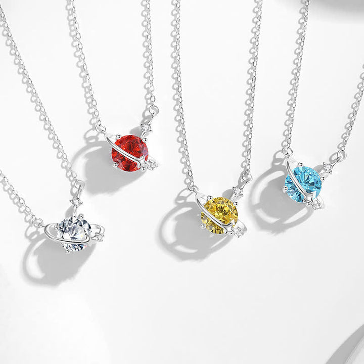 Collana in argento sterling con ciondolo pianeta in zircone colorato Olivenorma