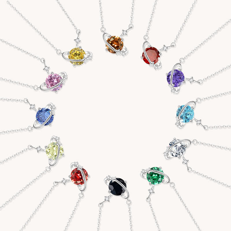 Collana in argento sterling con ciondolo pianeta in zircone colorato Olivenorma