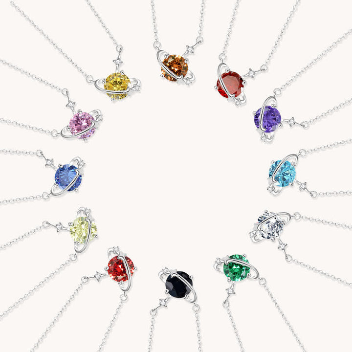Collana in argento sterling con ciondolo pianeta in zircone colorato Olivenorma