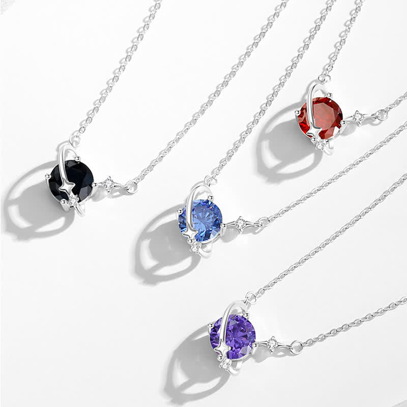 Collana in argento sterling con ciondolo pianeta in zircone colorato Olivenorma