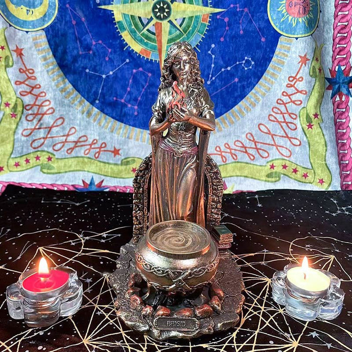Olivenorma Dea BRIGID Statua Portacandele Porta Sfera di Cristallo