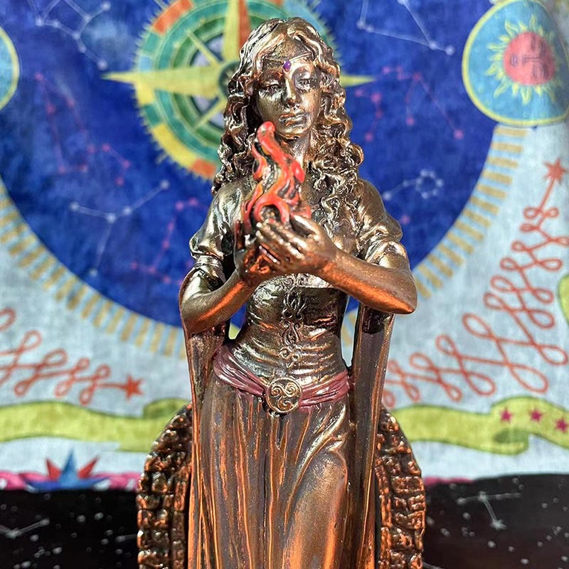 Olivenorma Dea BRIGID Statua Portacandele Porta Sfera di Cristallo