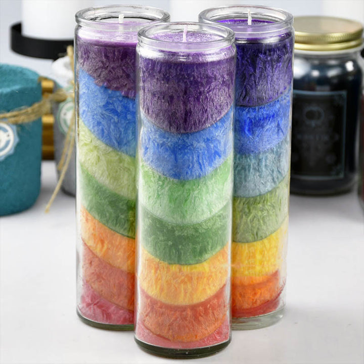 Olivenorma 7 Chakra Meditazione Candela Arcobaleno Candela Energetica