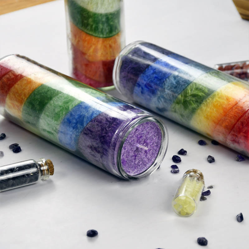 Olivenorma 7 Chakra Meditazione Candela Arcobaleno Candela Energetica