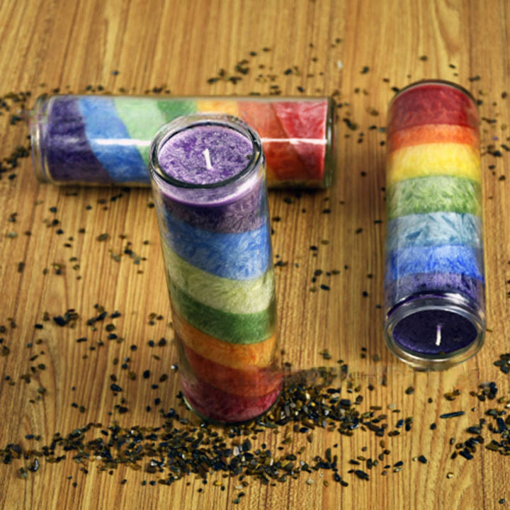 Olivenorma 7 Chakra Meditazione Candela Arcobaleno Candela Energetica