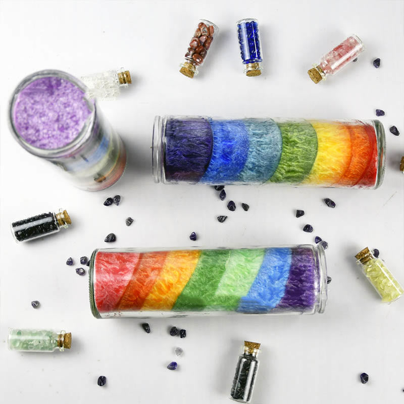 Olivenorma 7 Chakra Meditazione Candela Arcobaleno Candela Energetica