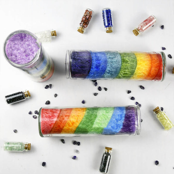 Olivenorma 7 Chakra Meditazione Candela Arcobaleno Candela Energetica