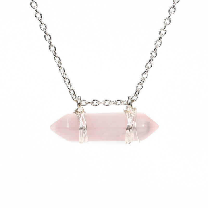 Collana con pendente a colonna a doppia punta in cristallo naturale Olivenorma