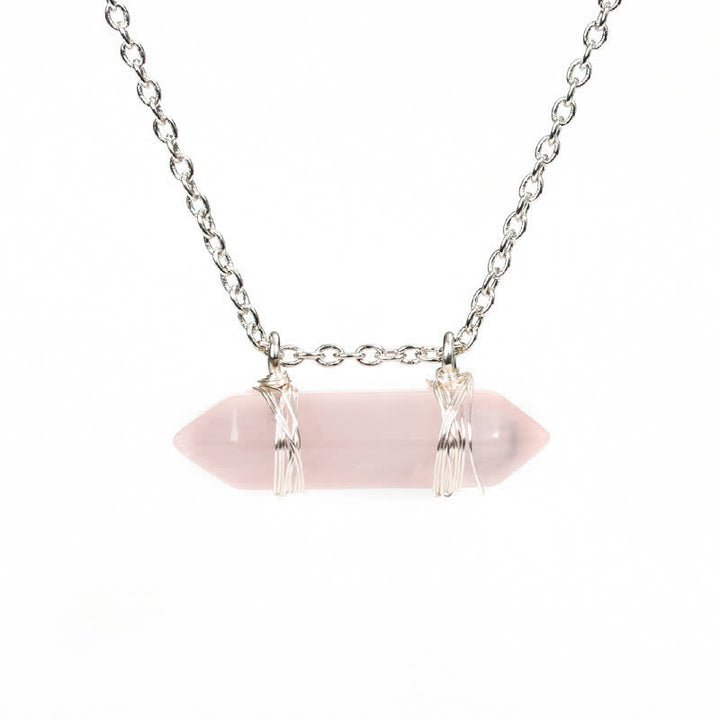 Collana con pendente a colonna a doppia punta in cristallo naturale Olivenorma