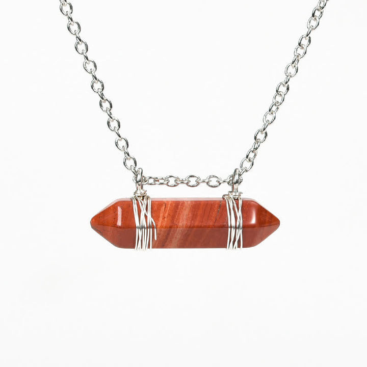 Collana con pendente a colonna a doppia punta in cristallo naturale Olivenorma