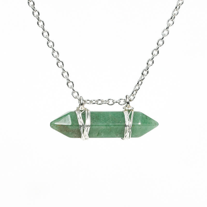 Collana con pendente a colonna a doppia punta in cristallo naturale Olivenorma