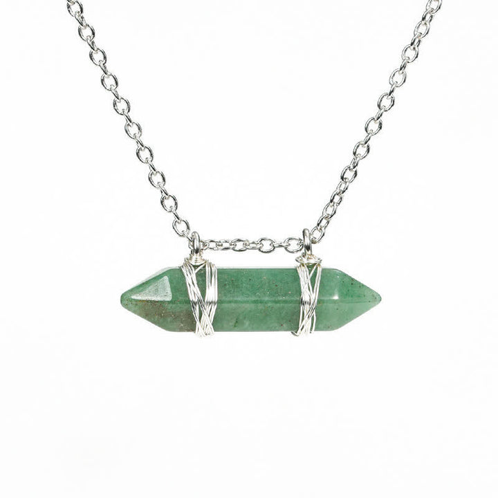 Collana con pendente a colonna a doppia punta in cristallo naturale Olivenorma