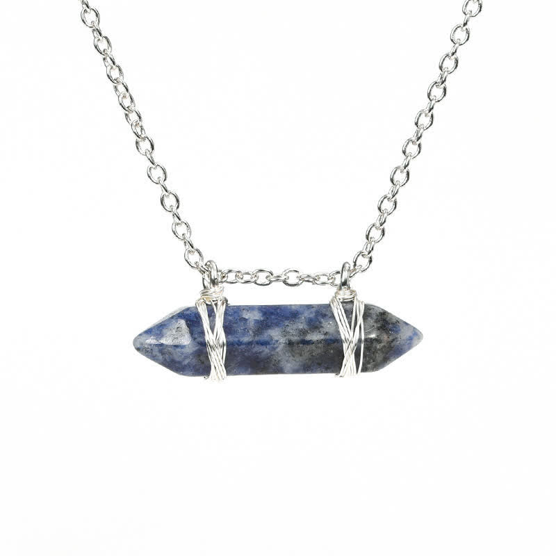 Collana con pendente a colonna a doppia punta in cristallo naturale Olivenorma