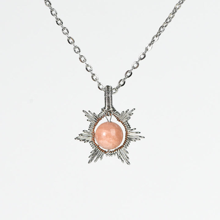Collana con ciondolo Sole Luna in pietra naturale Olivenorma