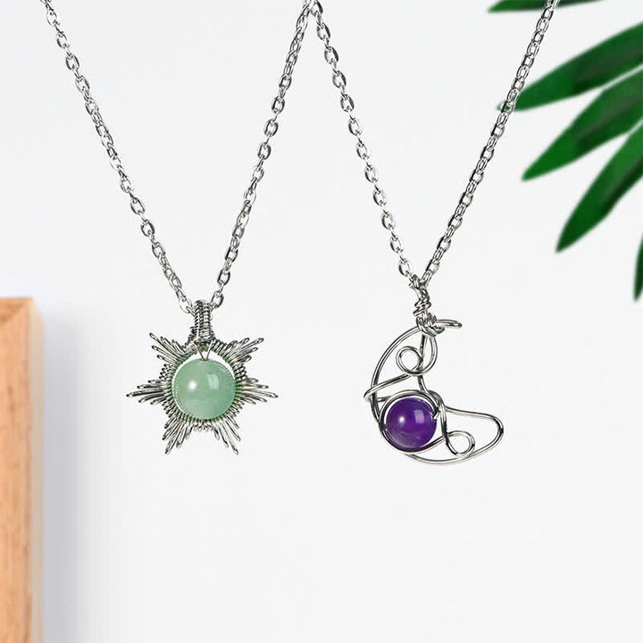 Collana con ciondolo Sole Luna in pietra naturale Olivenorma