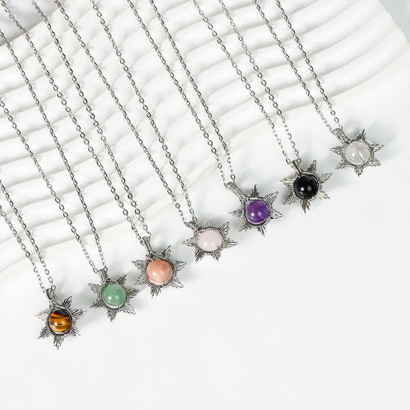 Collana con ciondolo Sole Luna in pietra naturale Olivenorma
