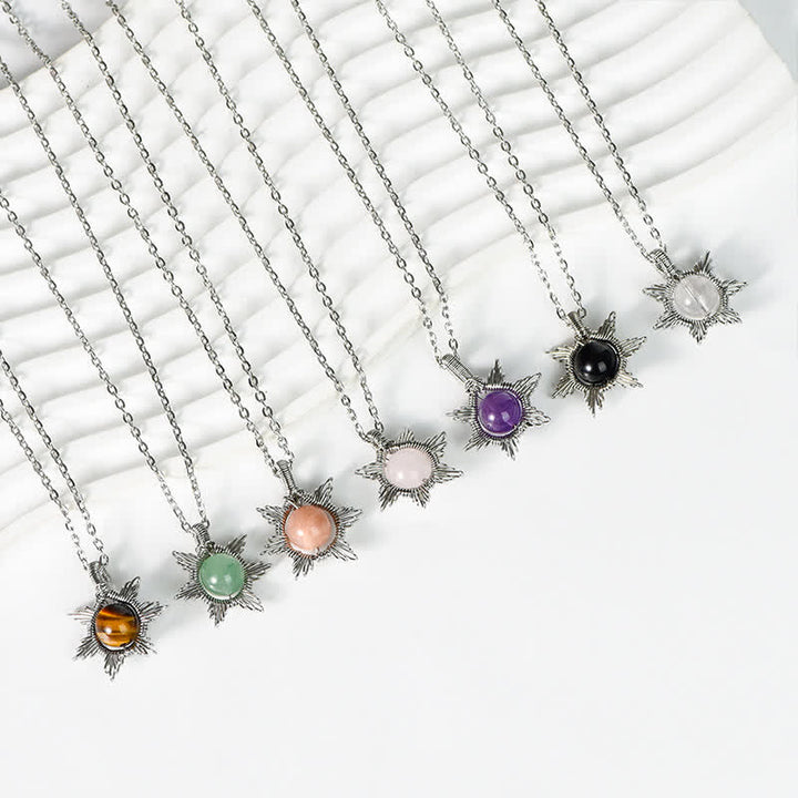 Collana con ciondolo Sole Luna in pietra naturale Olivenorma