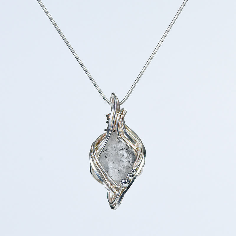 Collana con ciondolo in cristallo naturale avvolto "Generatore di energia" Olivenorma