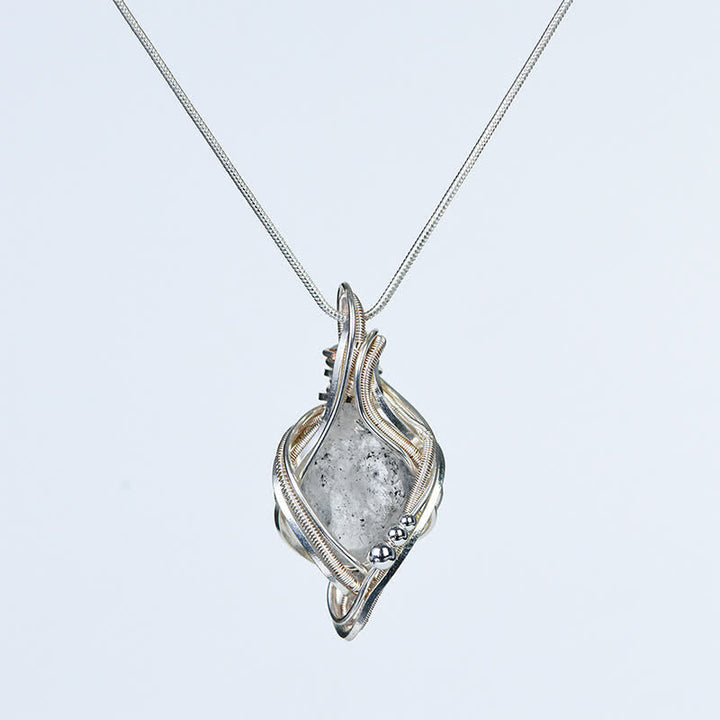 Collana con ciondolo in cristallo naturale avvolto "Generatore di energia" Olivenorma