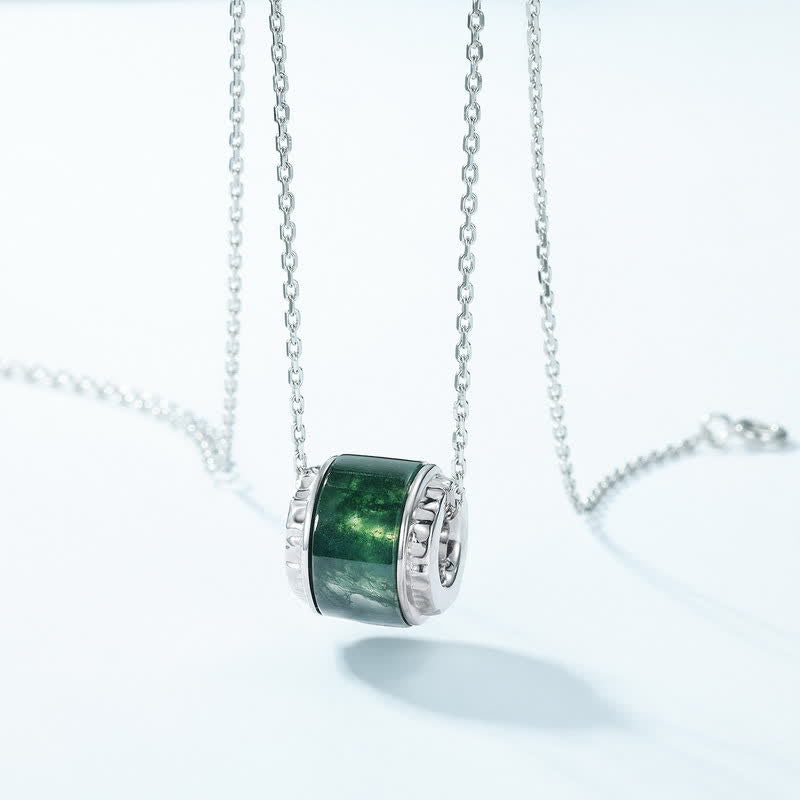 Collana con ciondolo a forma di rullo in agata muschiata naturale Olivenorma