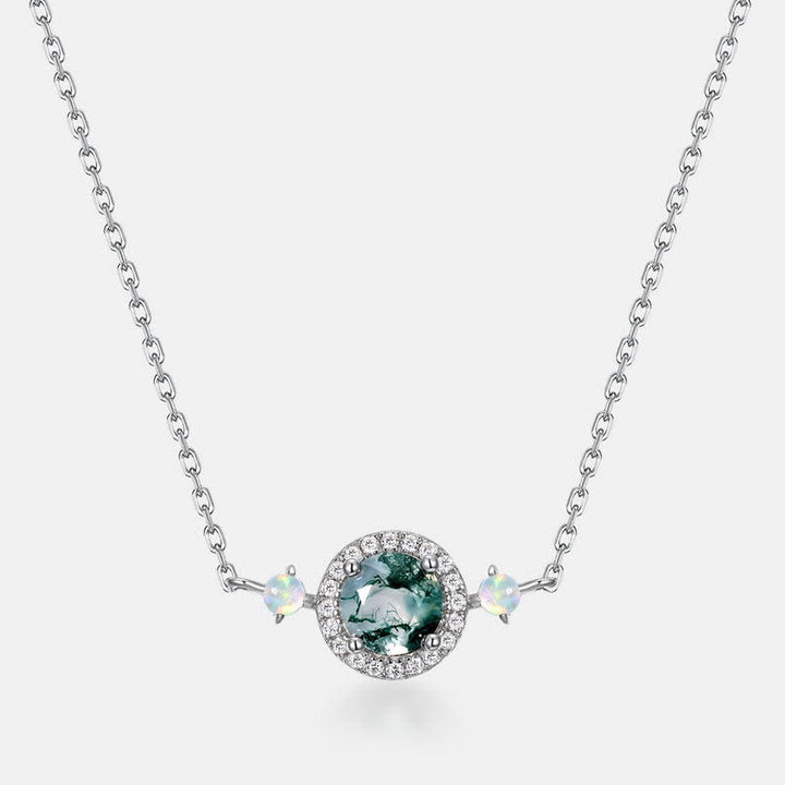 Collana con ciondolo in agata muschiata naturale Olivenorma