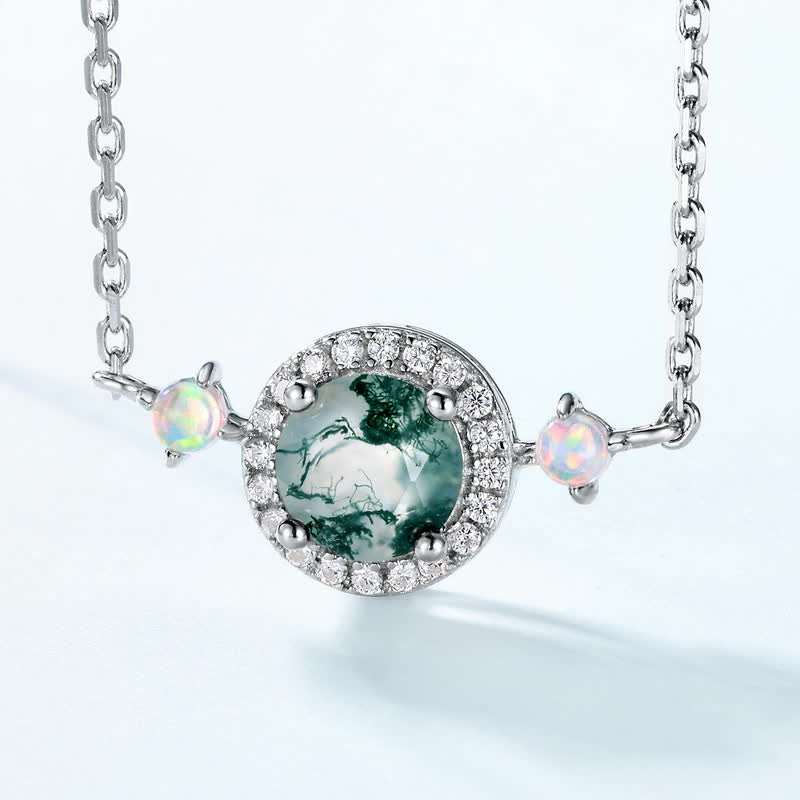 Collana con ciondolo in agata muschiata naturale Olivenorma