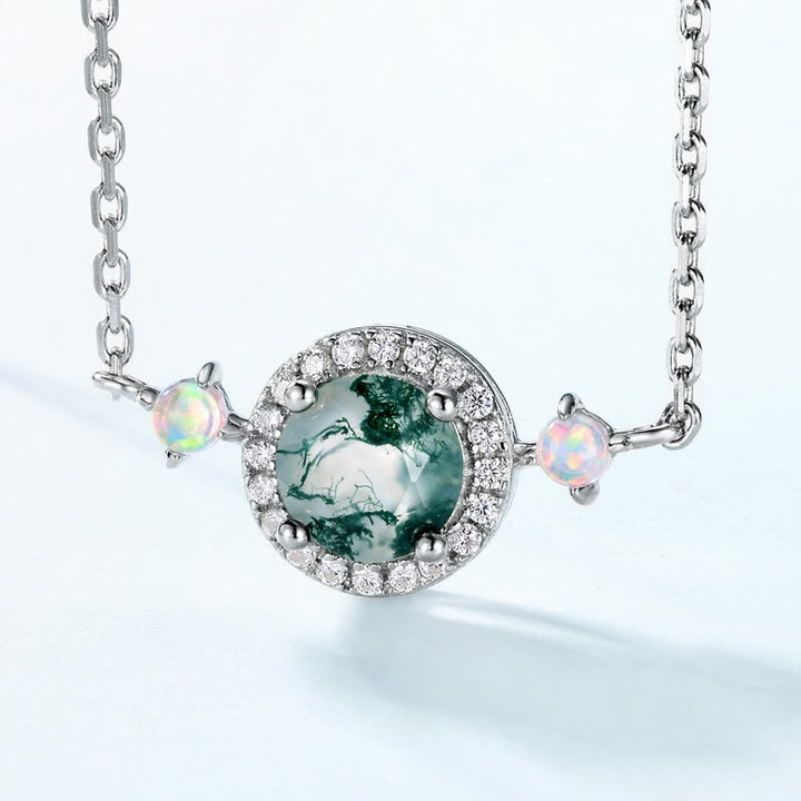 Collana con ciondolo in agata muschiata naturale Olivenorma