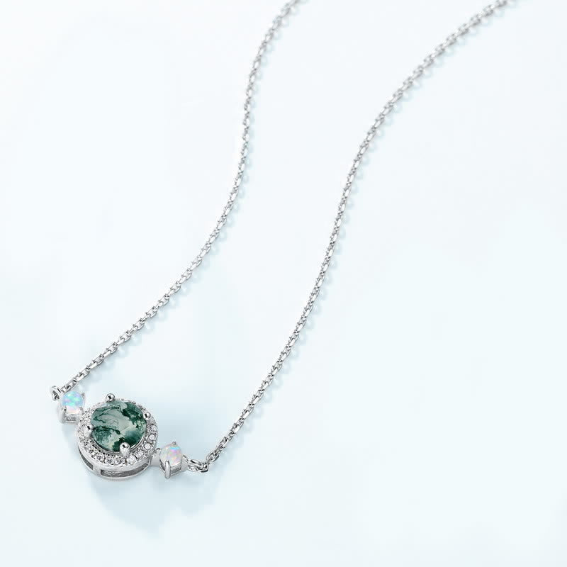 Collana con ciondolo in agata muschiata naturale Olivenorma