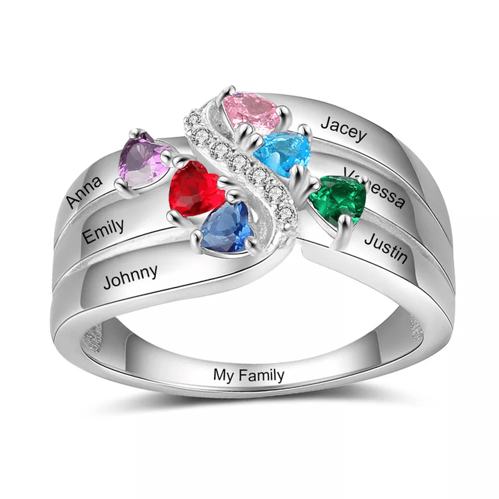 Olivenorma Anello con nome personalizzato in argento sterling 925 con pietra portafortuna