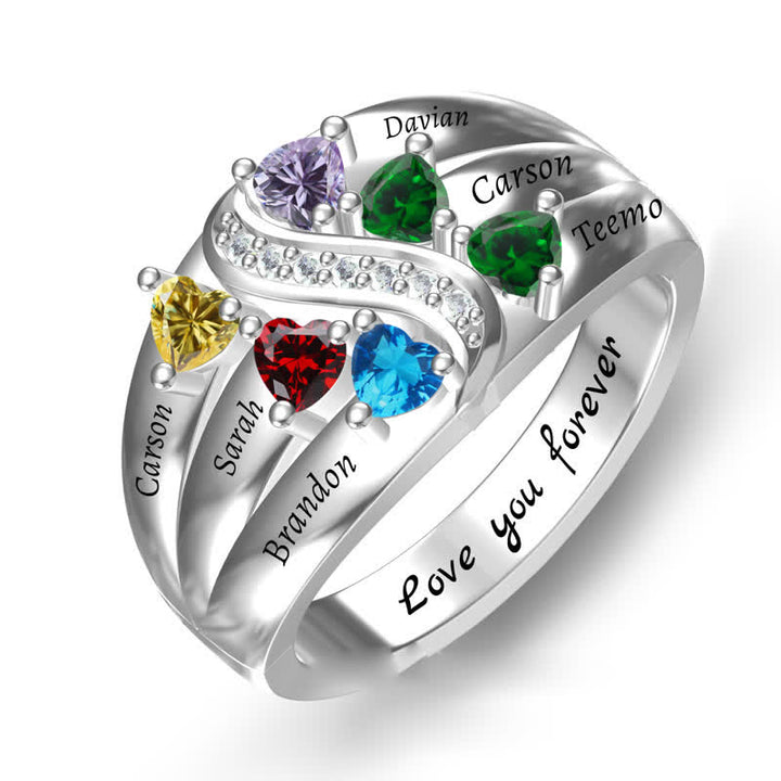 Olivenorma Anello con nome personalizzato in argento sterling 925 con pietra portafortuna