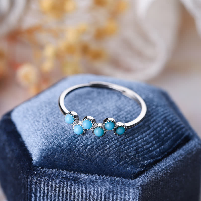 Olivenorma Anello creativo rotondo turchese a quattro griffe per coppia