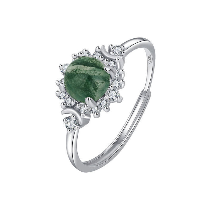 Anello girasole in agata muschiata naturale Olivenorma