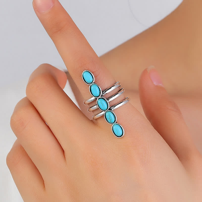 Anello in lega a strisce turchesi Bohemia Olivenorma